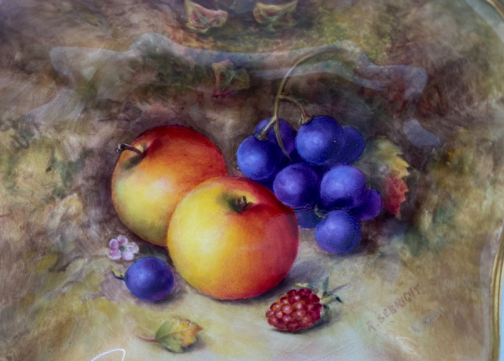 Royal Worcester Fruit dish, Richard Sebright, d. 1941. View III