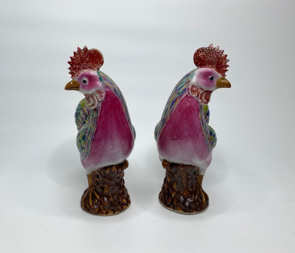Two Chinese porcelain cockerels, c. 1890, Qing Dynasty. View II