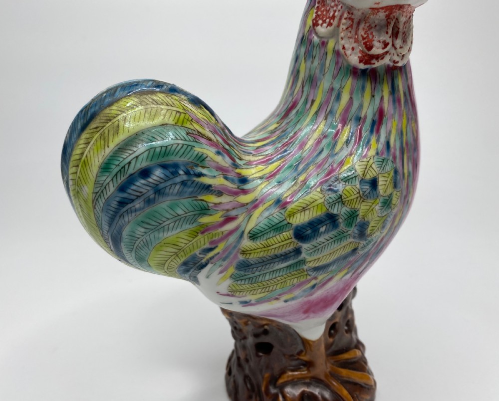 Two Chinese porcelain cockerels, c. 1890, Qing Dynasty. View IV