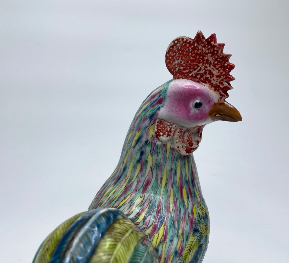 Two Chinese porcelain cockerels, c. 1890, Qing Dynasty. View V