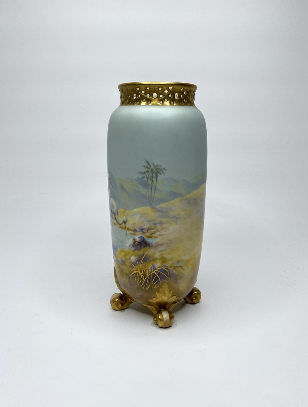 Royal Worcester vase. Storks, George Johnson, d. 1919. View II