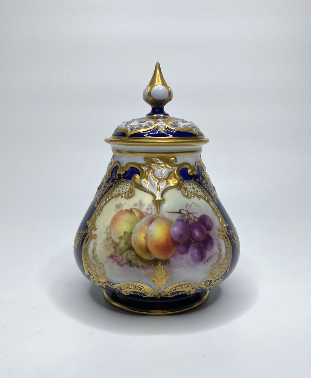 Royal Worcester pot pourri. Fruit. Richard Sebright, d. 1913.