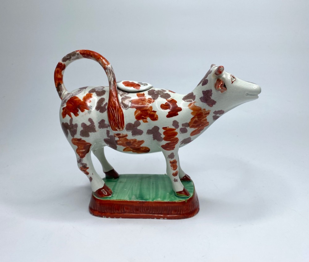 Staffordshire lustre pottery cow creamer, c. 1830.