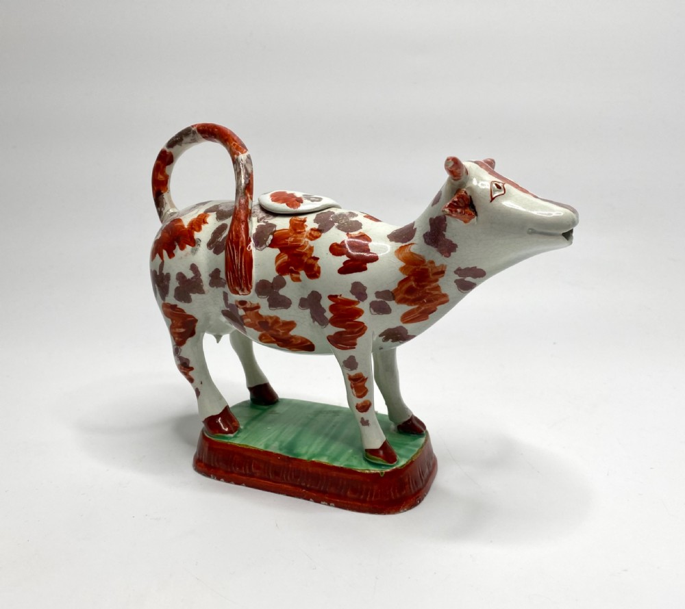 Staffordshire lustre pottery cow creamer, c. 1830. View II