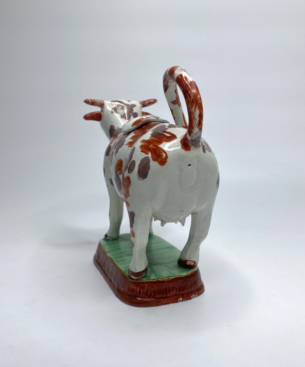Staffordshire lustre pottery cow creamer, c. 1830. View III