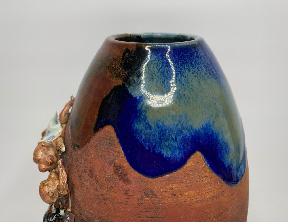 Sumidagawa pottery vase, Ban-Ni, Meiji Period. View XI