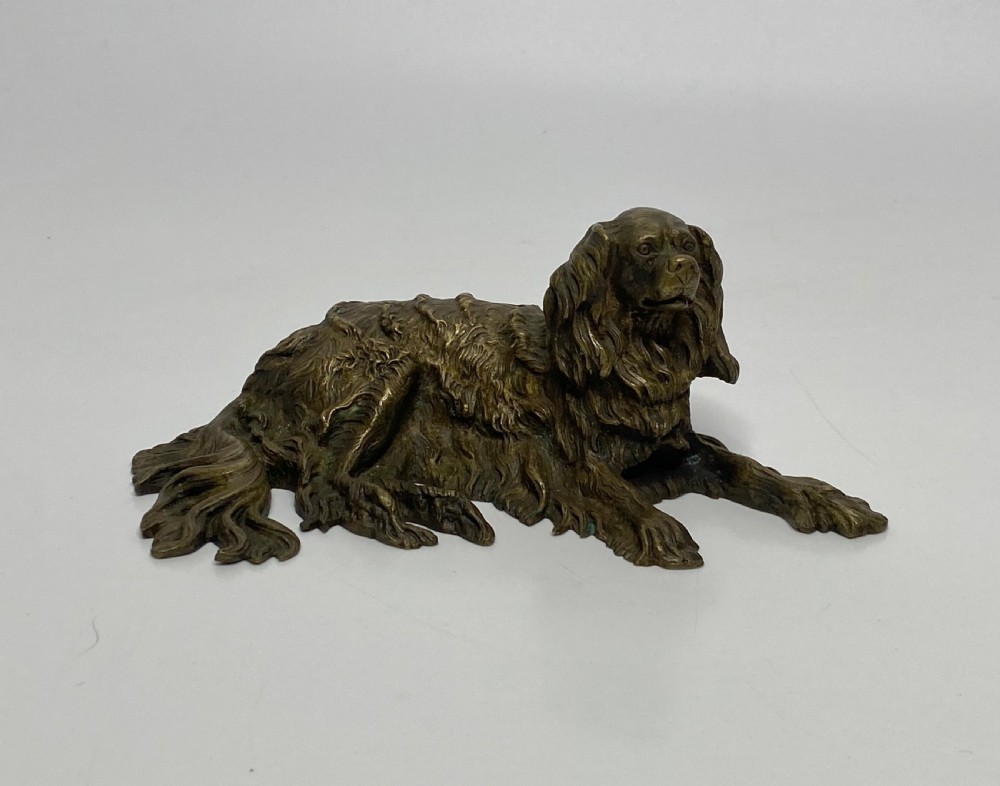Bronze study of a recumbent Spaniel, c. 1840.