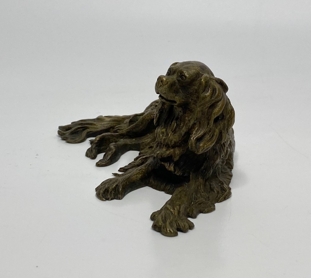 Bronze study of a recumbent Spaniel, c. 1840. View II
