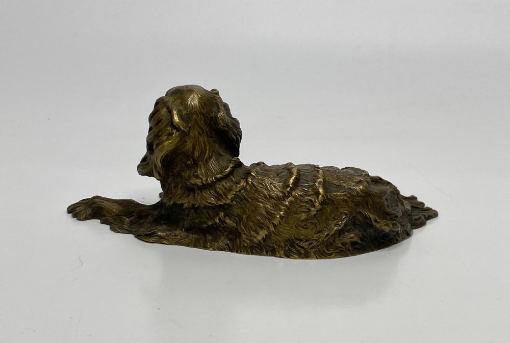 Bronze study of a recumbent Spaniel, c. 1840. View III