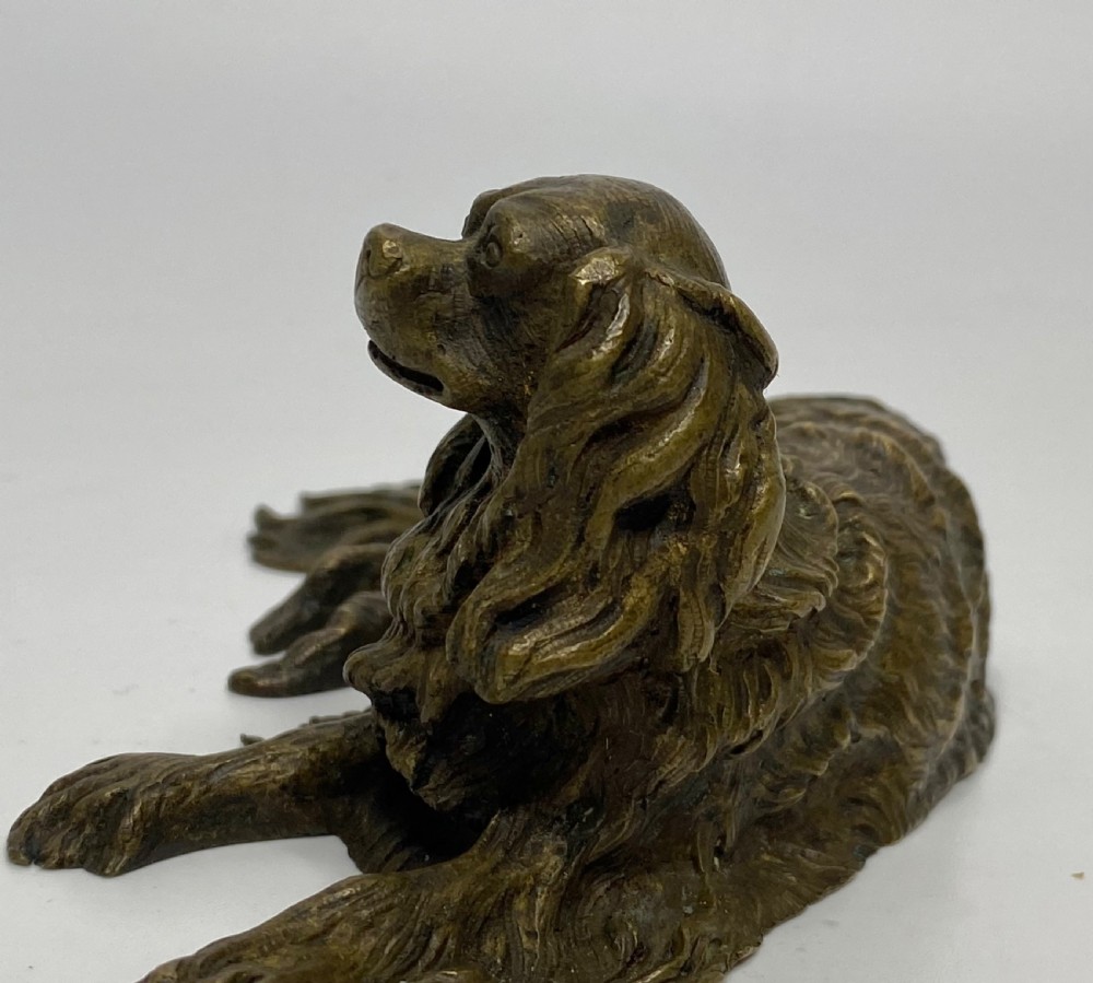 Bronze study of a recumbent Spaniel, c. 1840. View X