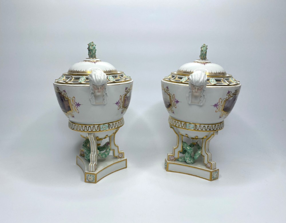 Pair Meissen pot pourri & covers, c. 1870. View II
