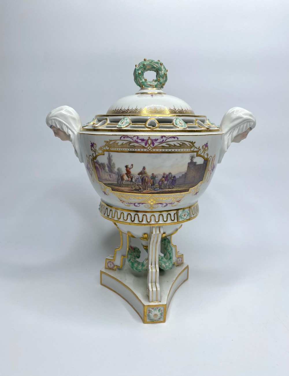 Pair Meissen pot pourri & covers, c. 1870. View IV