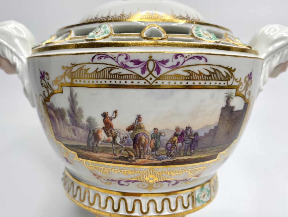Pair Meissen pot pourri & covers, c. 1870. View VI