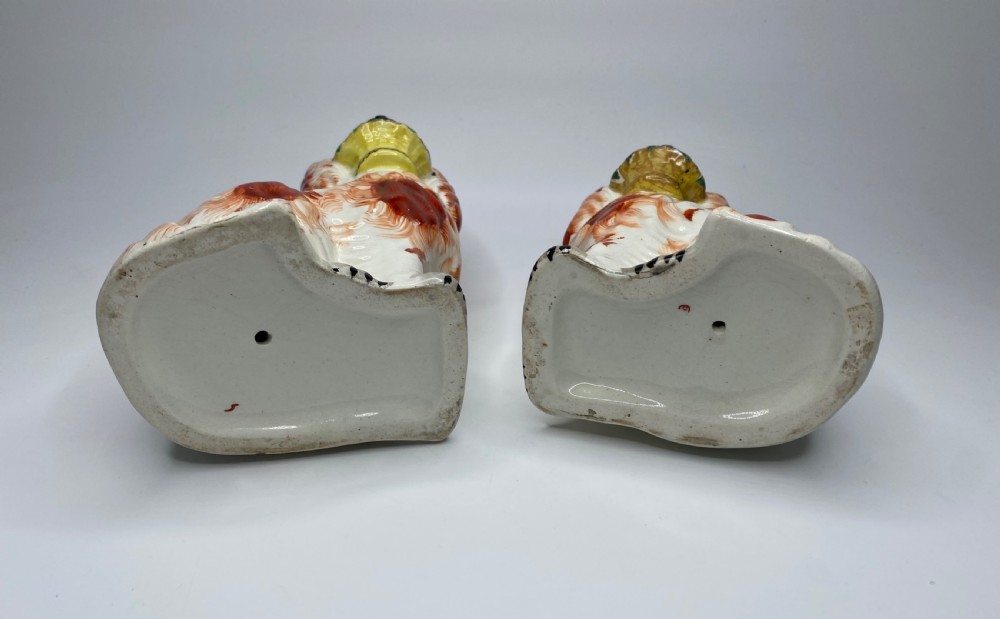 Pair Staffordshire ‘Basket of Flower’ Spaniels, c. 1860. View VIII