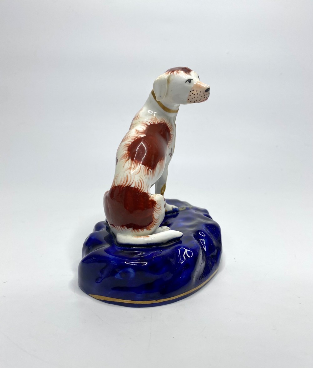 Staffordshire pottery seated Hound, c. 1840. View III
