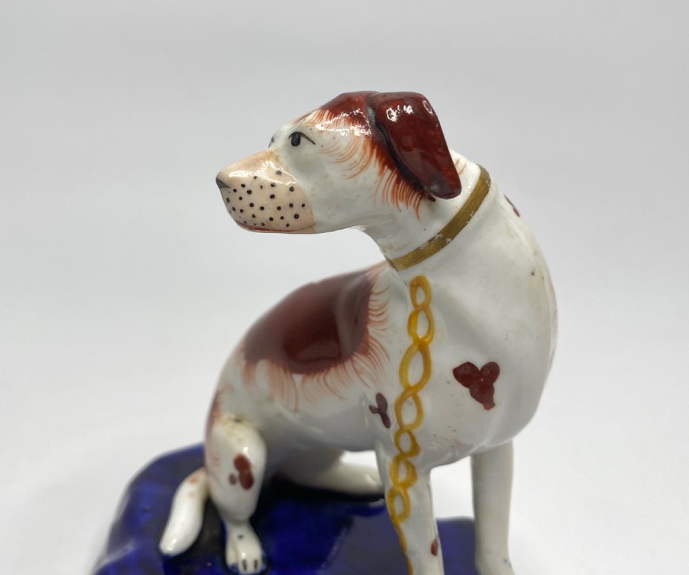 Staffordshire pottery seated Hound, c. 1840. View IV