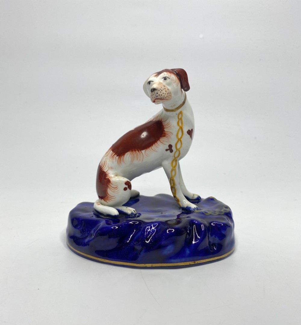 Staffordshire pottery seated Hound, c. 1840. View V