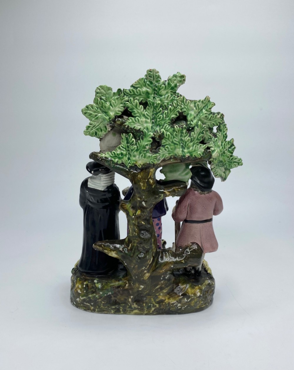 Staffordshire pottery Tithe Pig bocage group, c. 1840. View III