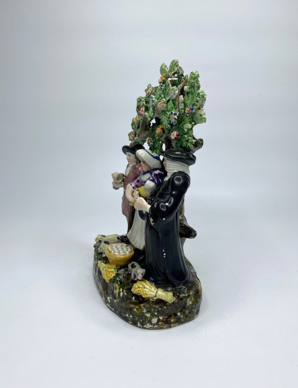 Staffordshire pottery Tithe Pig bocage group, c. 1840. View IV