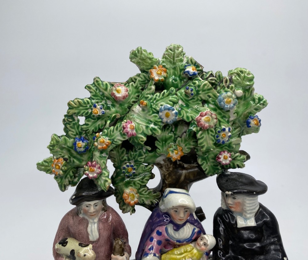 Staffordshire pottery Tithe Pig bocage group, c. 1840. View VI