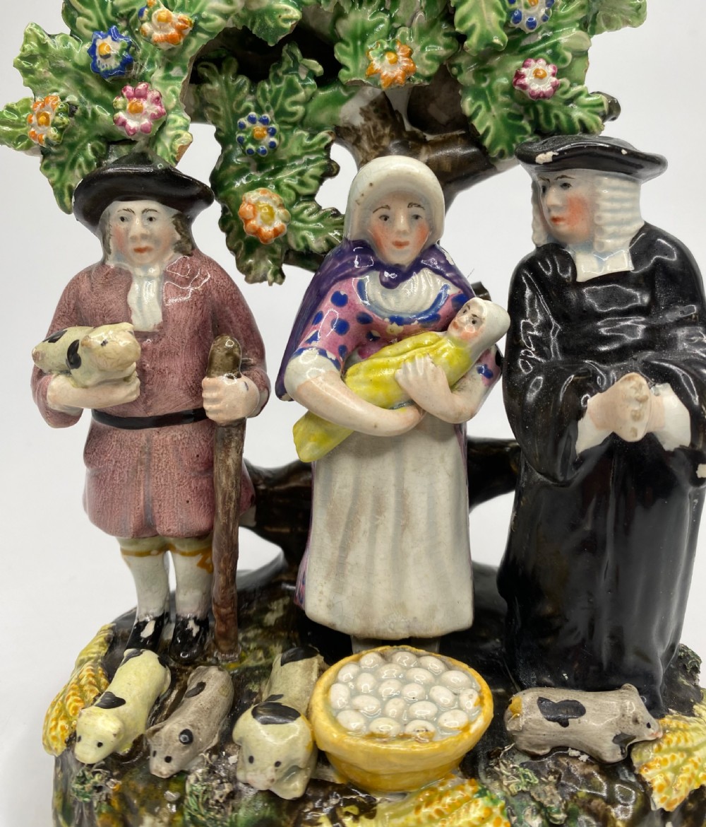 Staffordshire pottery Tithe Pig bocage group, c. 1840. View VII