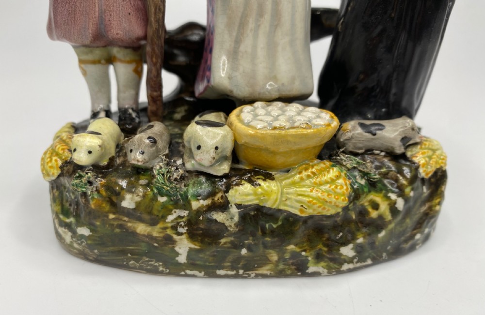 Staffordshire pottery Tithe Pig bocage group, c. 1840. View IX