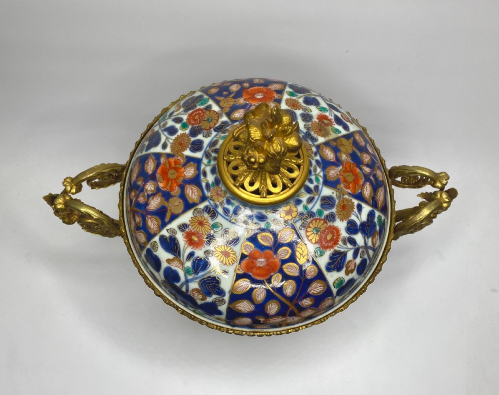 Japanese Imari ormolu mounted bowl & cover, c. 1700. Edo Period. View II