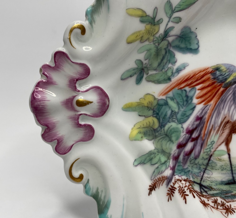 Chelsea porcelain dish, Exotic Bird, c. 1760. View III