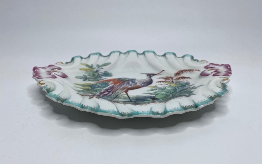 Chelsea porcelain dish, Exotic Bird, c. 1760. View VI