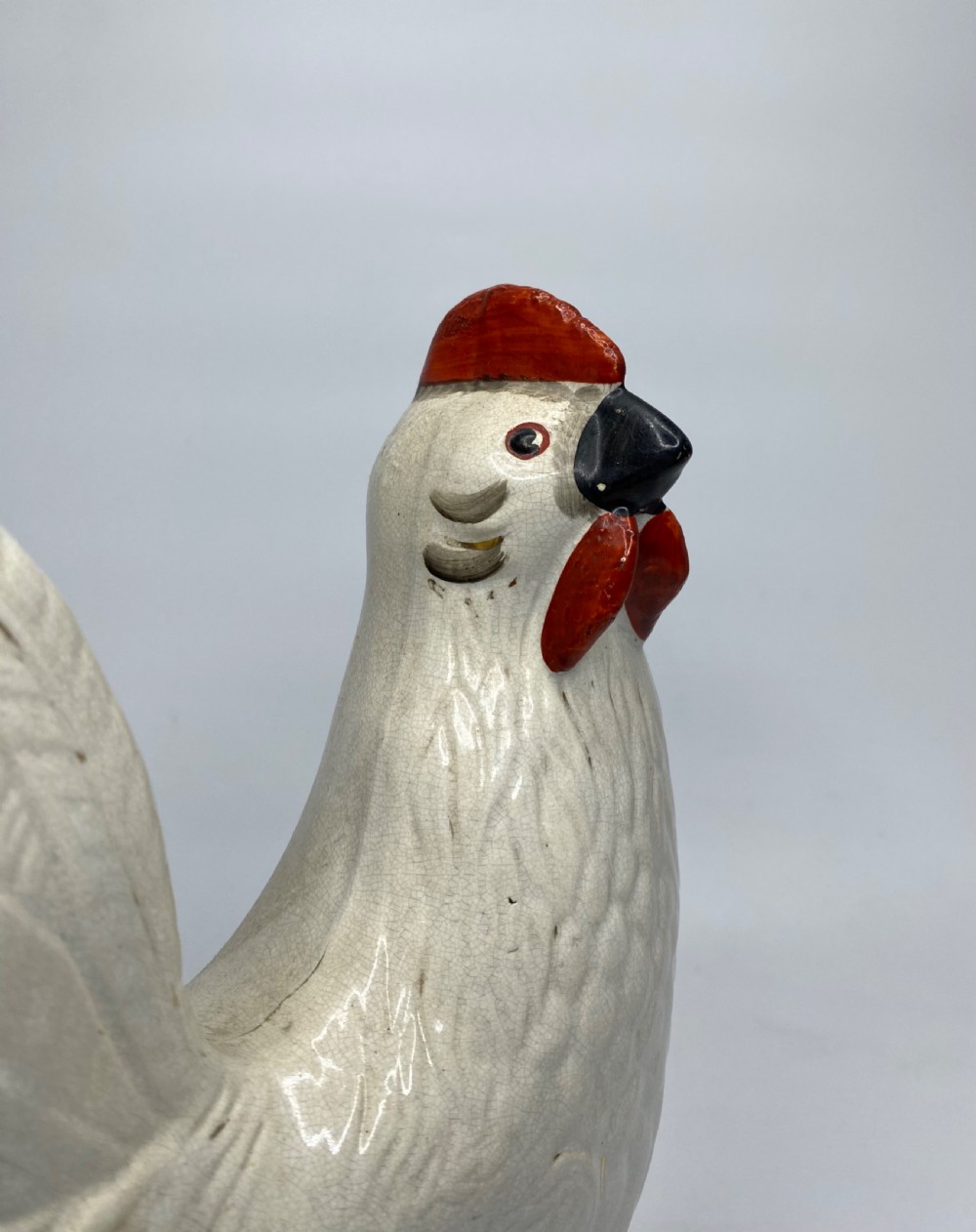Pair of Staffordshire pottery cockerels, c. 1870. View V