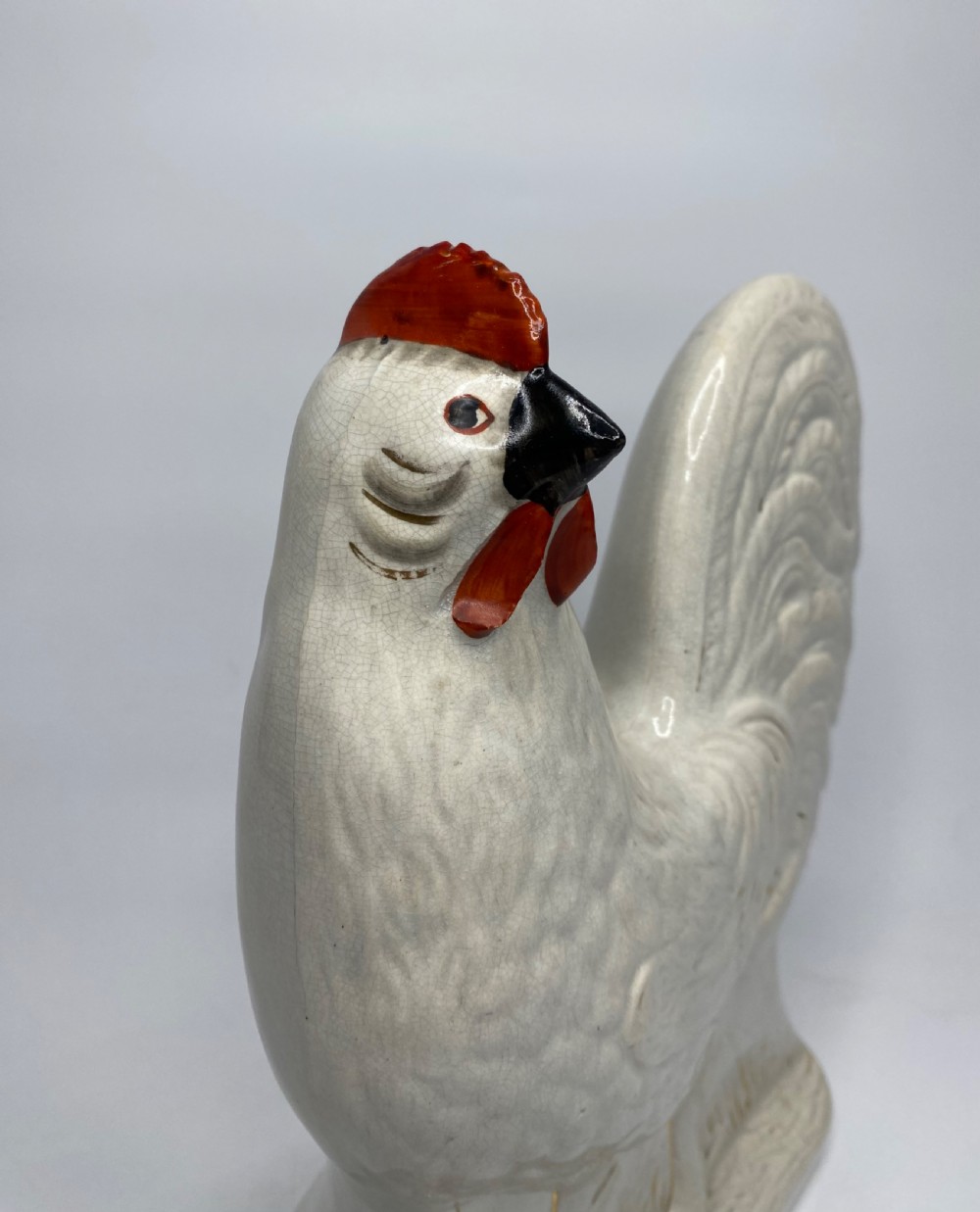 Pair of Staffordshire pottery cockerels, c. 1870. View IX