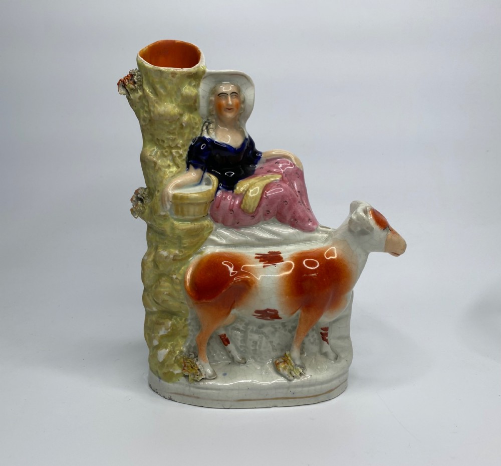 Pair Staffordshire pottery spill vases, c. 1860. View II