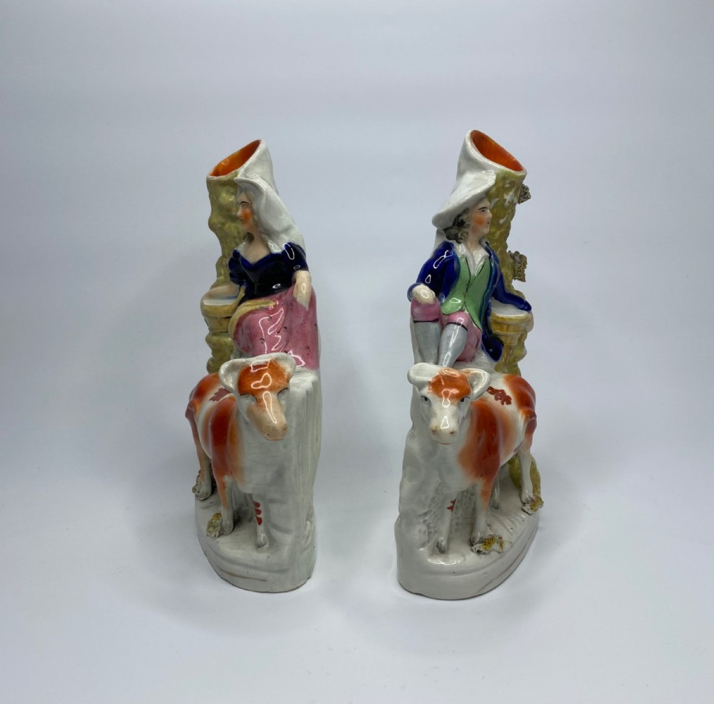 Pair Staffordshire pottery spill vases, c. 1860. View IV