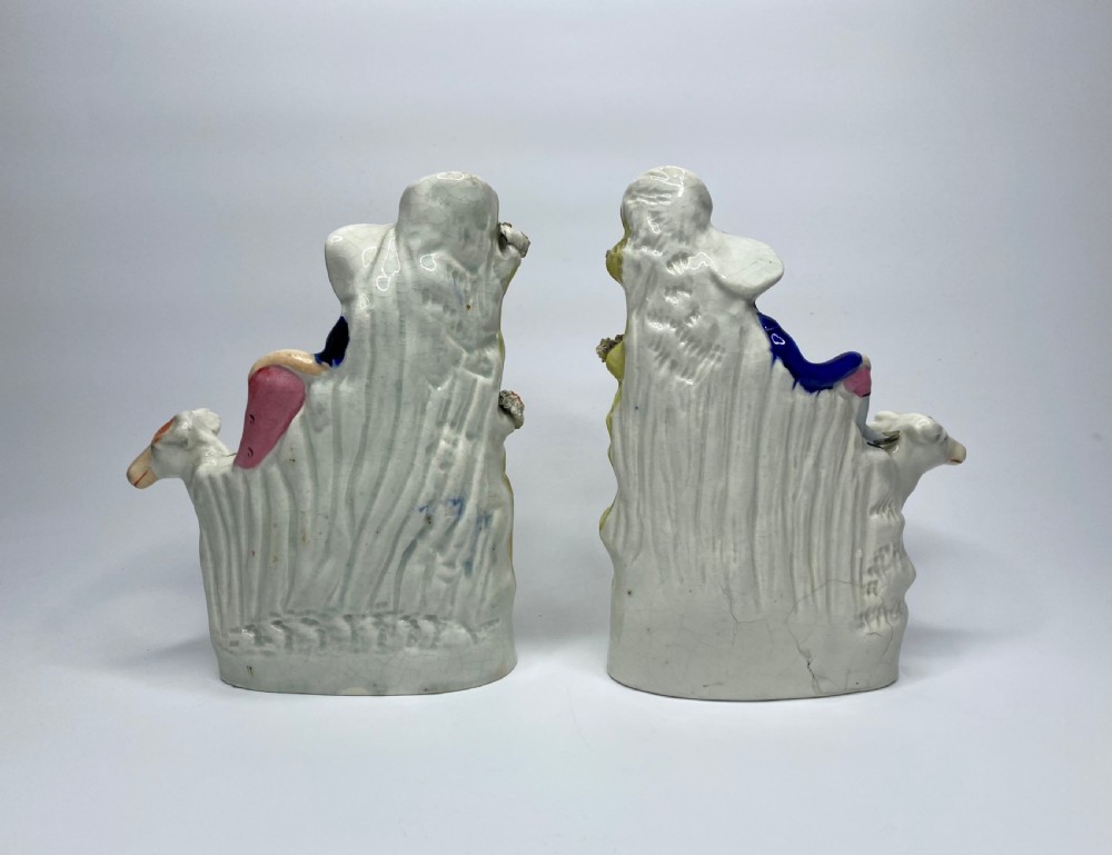 Pair Staffordshire pottery spill vases, c. 1860. View V