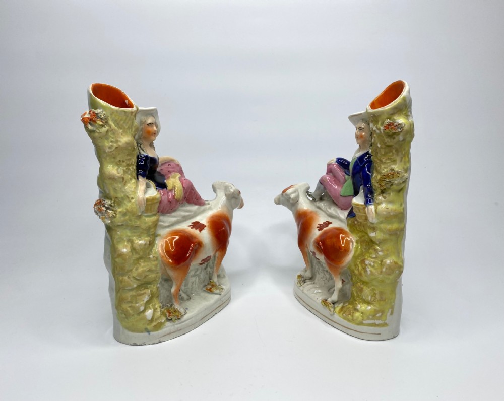 Pair Staffordshire pottery spill vases, c. 1860. View VI
