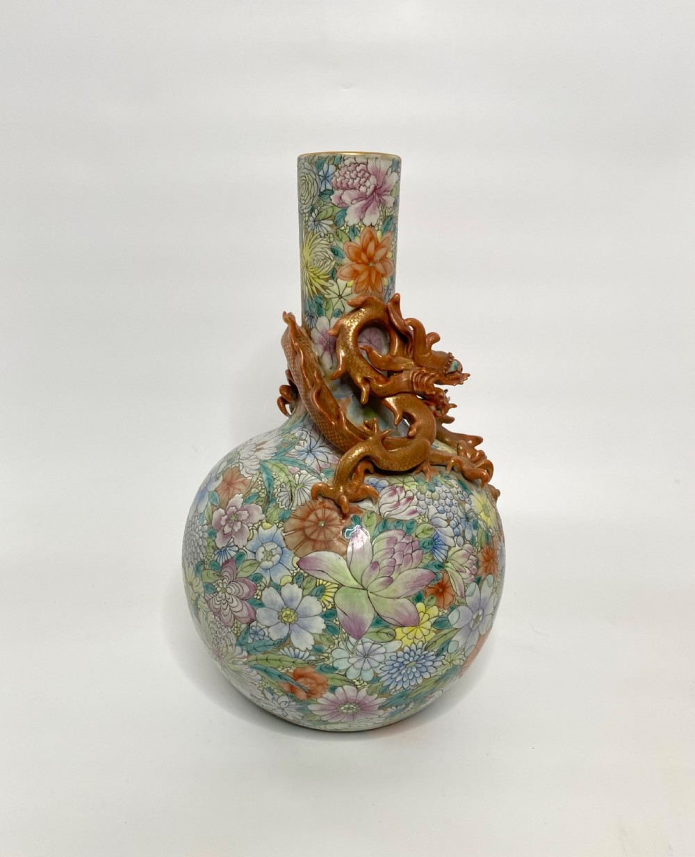 Chinese Millefleur dragon vase, Republic Period. View IV