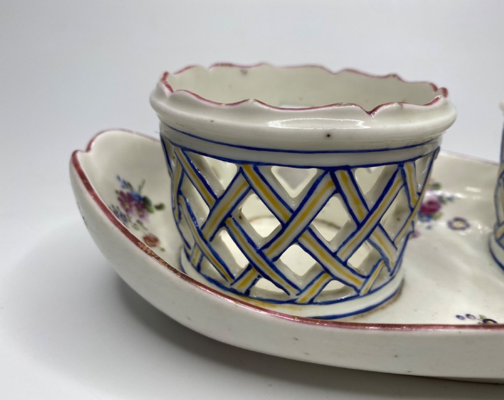 Mennecy porcelain cruet stand, c. 1755. View VII