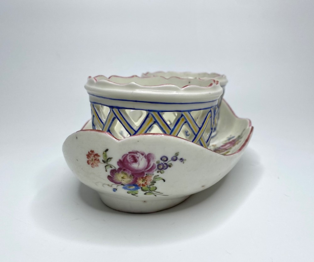 Mennecy porcelain cruet stand, c. 1755. View VIII
