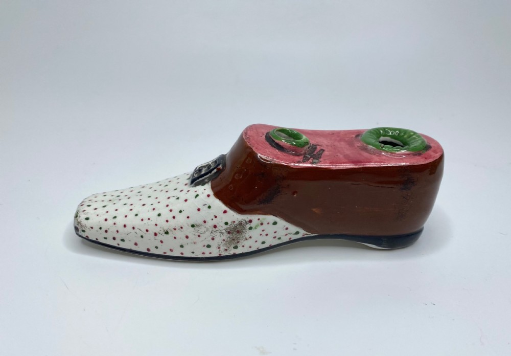 Scottish pottery shoe inkwell, c. 1830.