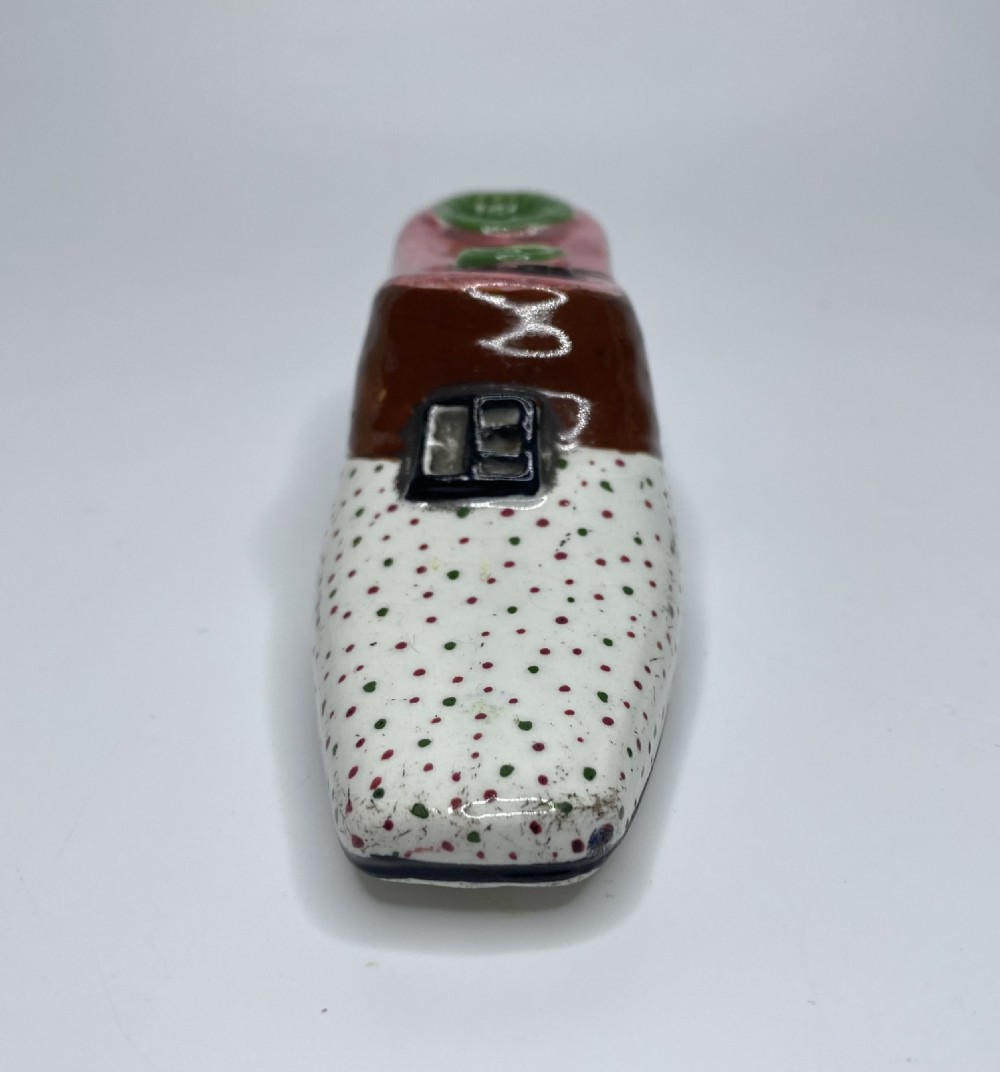 Scottish pottery shoe inkwell, c. 1830. View II