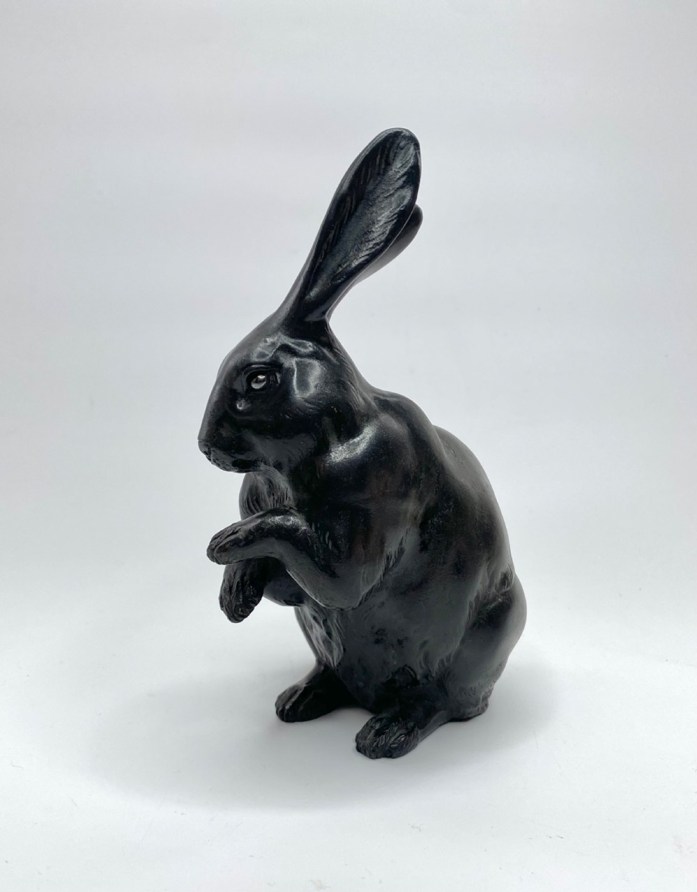 Japanese bronze rabbit okimono, Maruki Comapny, Meiji Period. View III