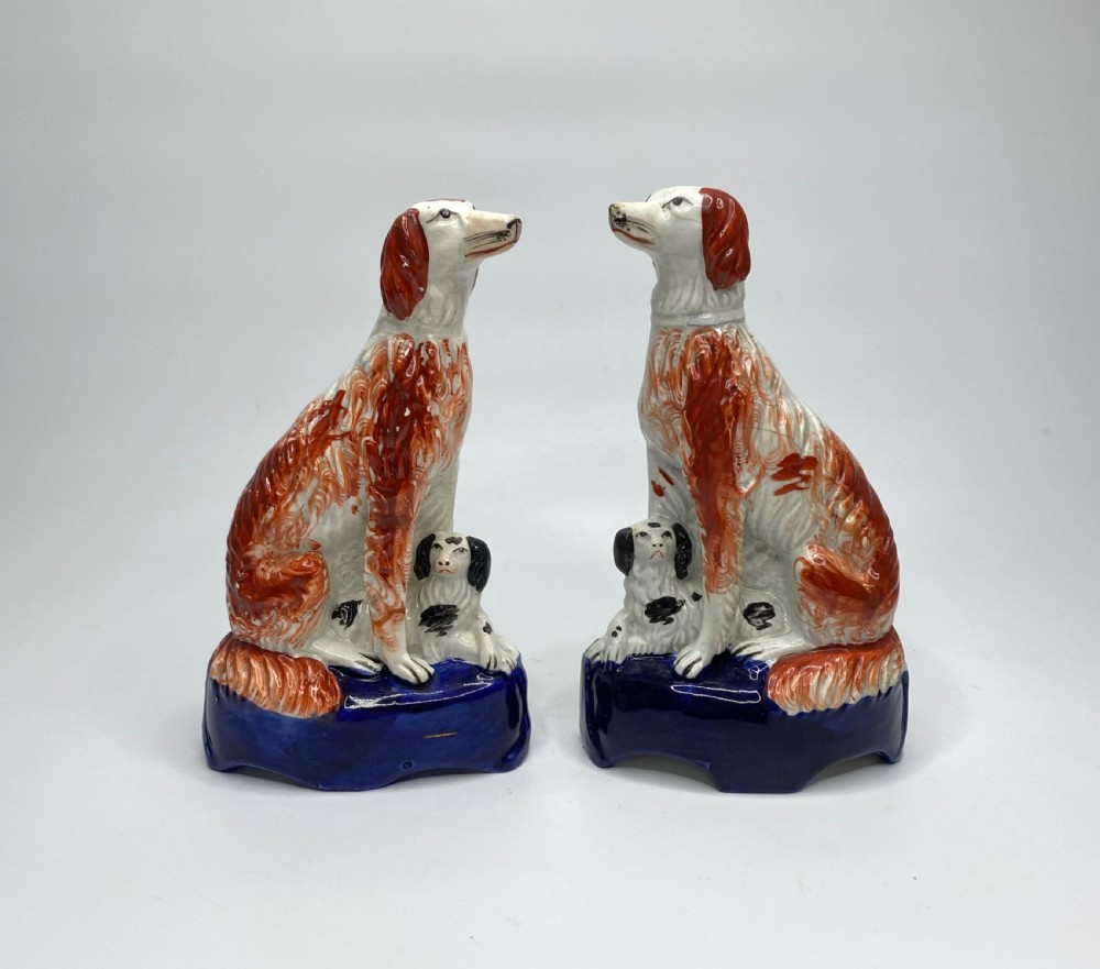 Pair Staffordshire Irish Setters, c. 1850.
