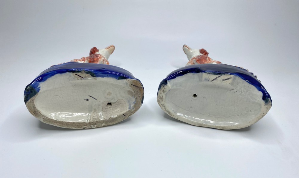 Pair Staffordshire Irish Setters, c. 1850. View X