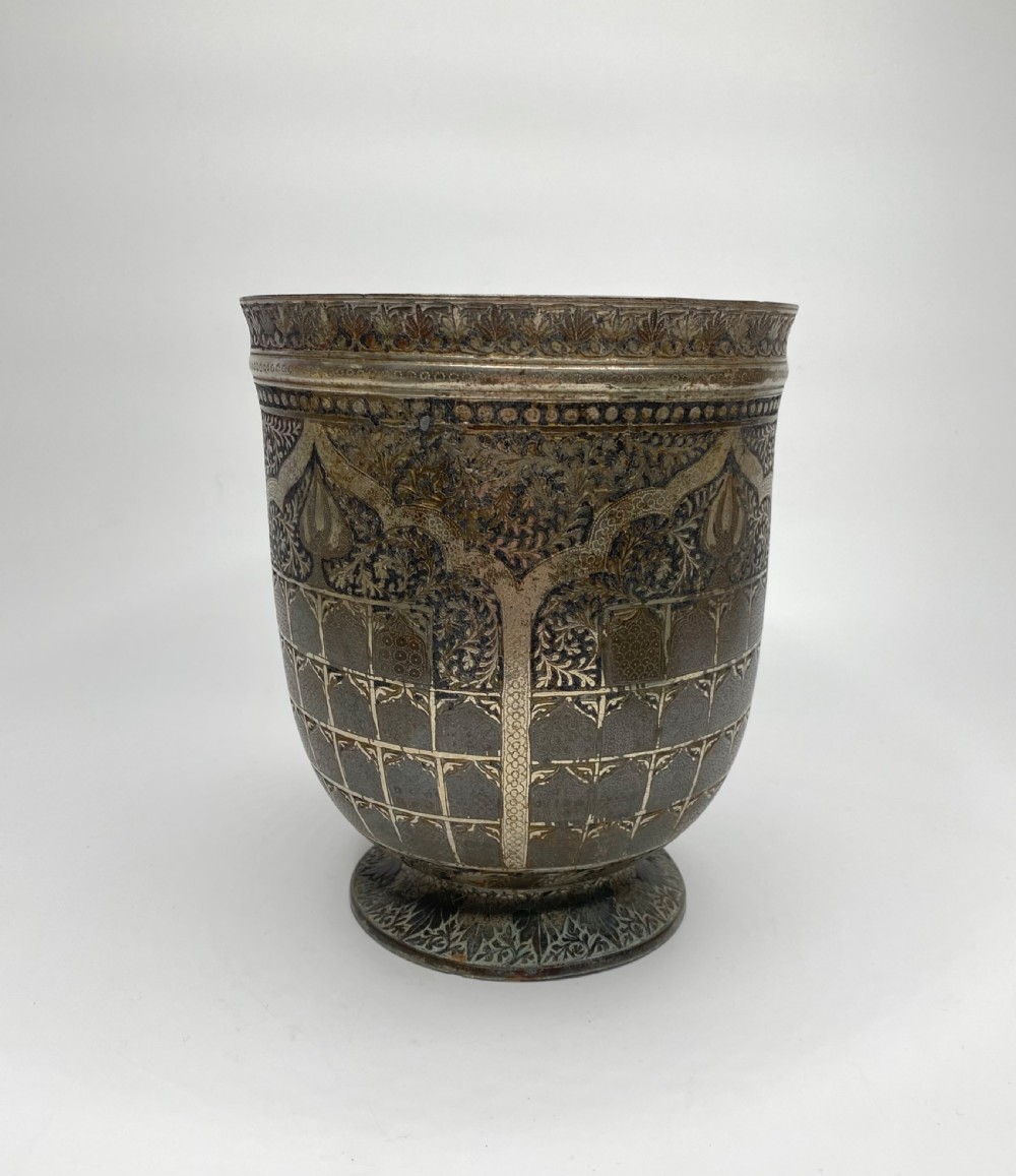 Bidri silver inlaid mortar, India, early 19th Century. View II