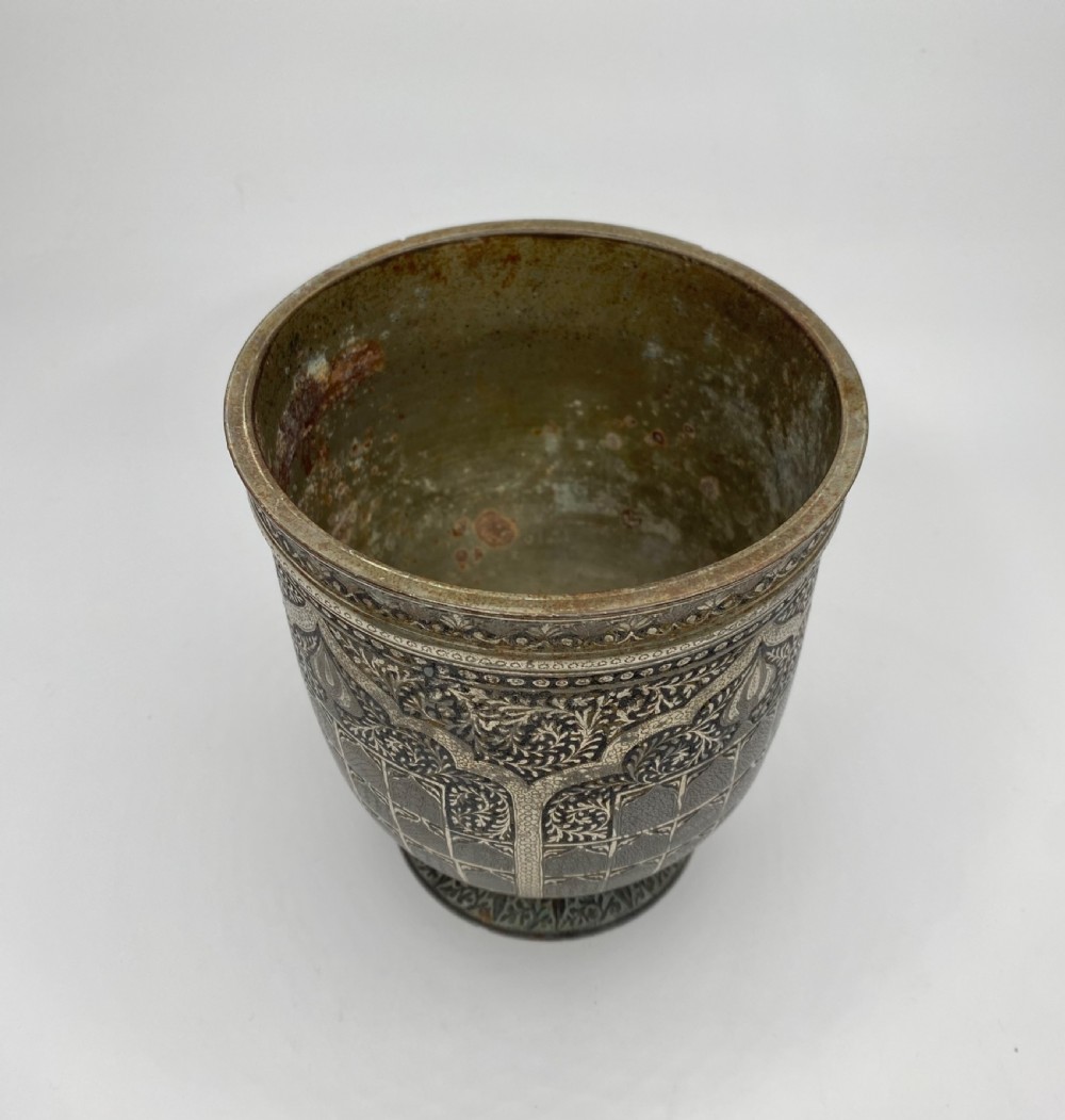 Bidri silver inlaid mortar, India, early 19th Century. View III