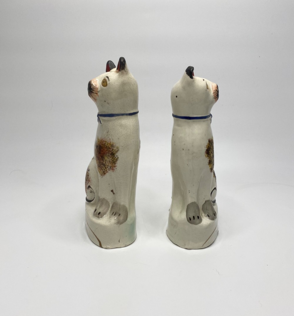 Pair Staffordshire pottery cats, c.1860. View II