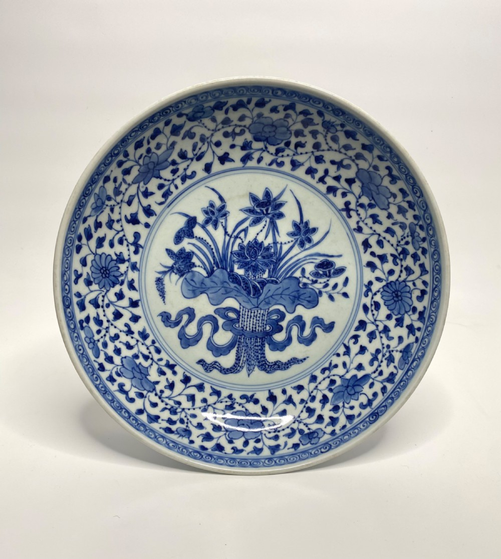 Chinese porcelain Lotus Bouquet dish, 18th Century.