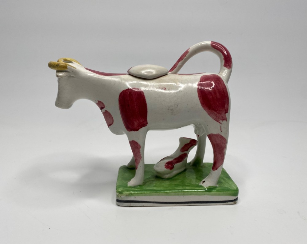 English pearlware cow creamer, c. 1830. View III