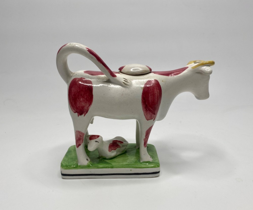 English pearlware cow creamer, c. 1830. View V