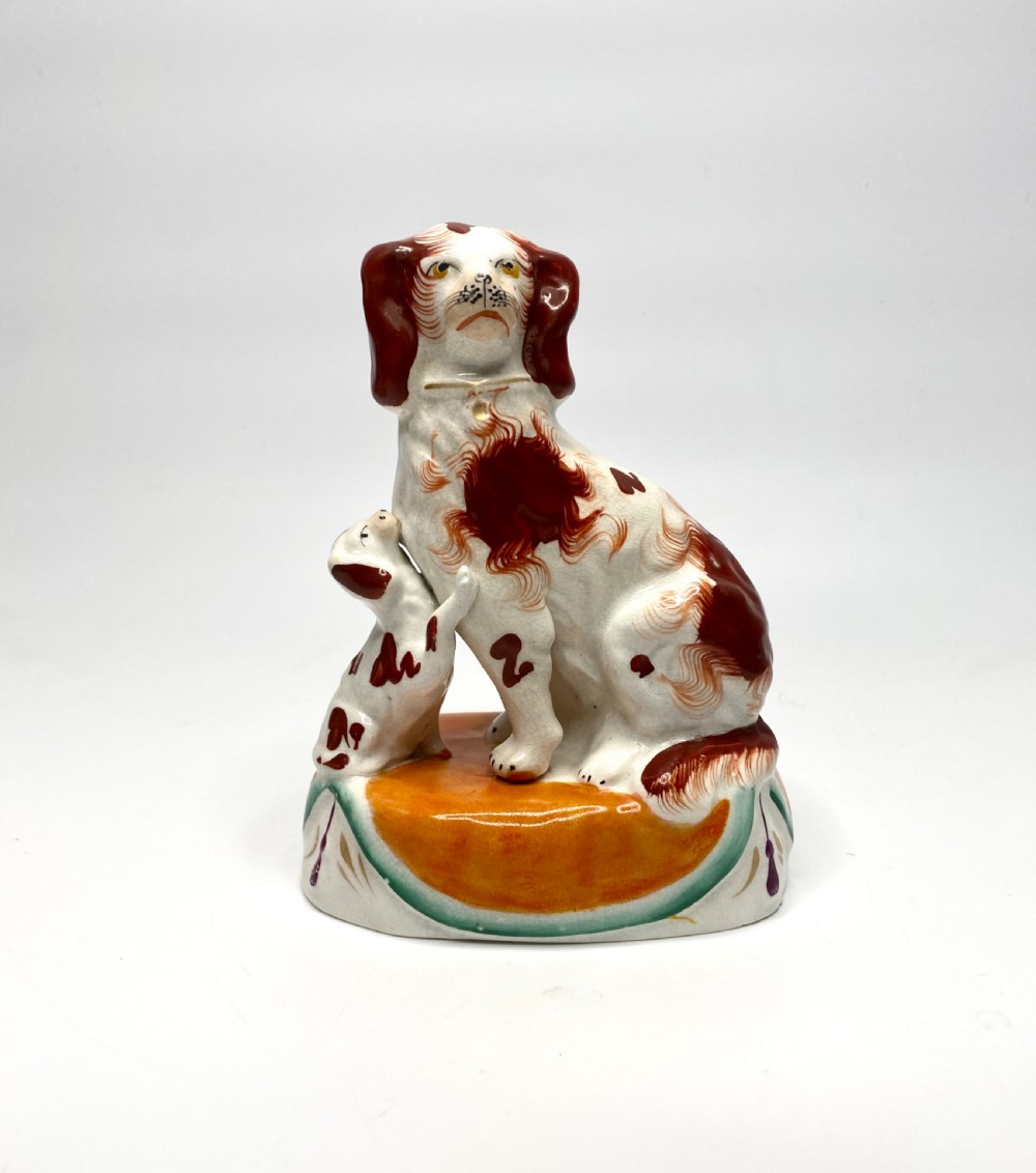 Pair Staffordshire Spaniels with puppies, c. 1850. View IV